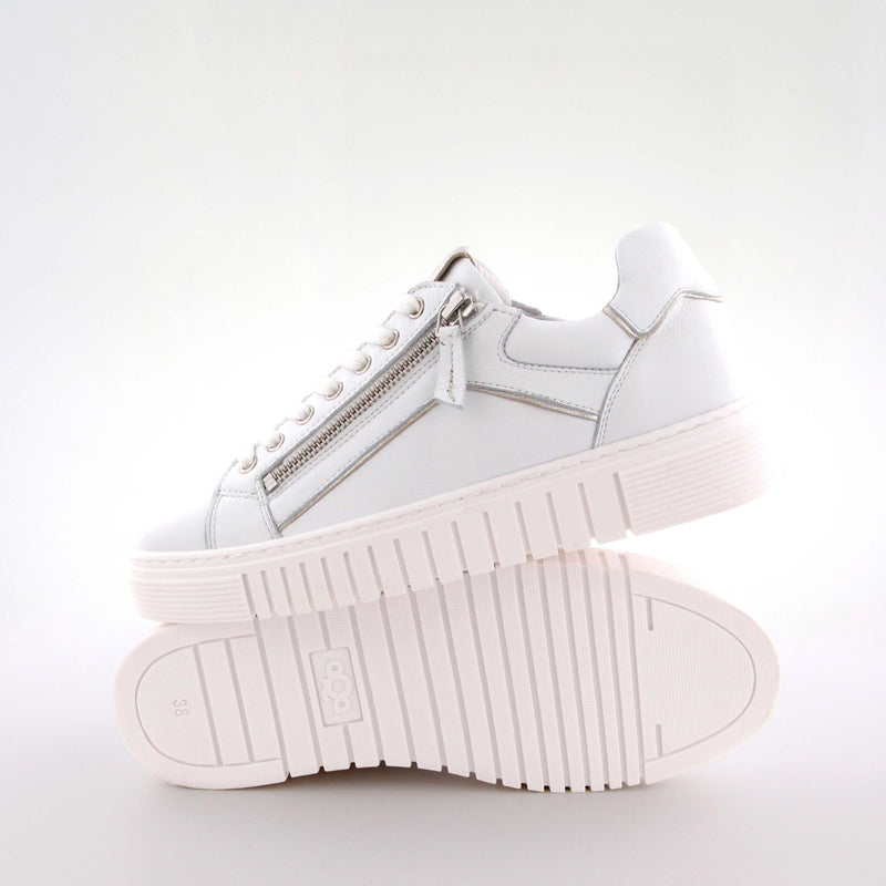 Bele White Leather Low Sneakers