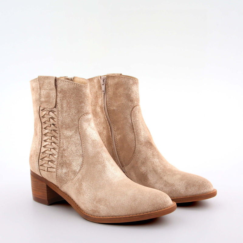 Gabriela Shiny Taupe Suede Ankle Boots