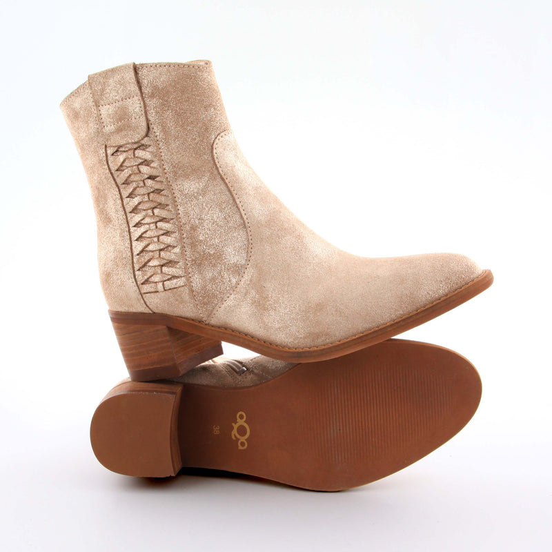 Gabriela Shiny Taupe Suede Ankle Boots