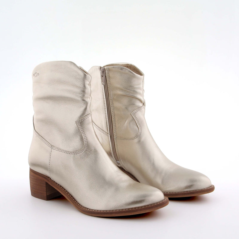 Betty Gold Leather Ankle Boots