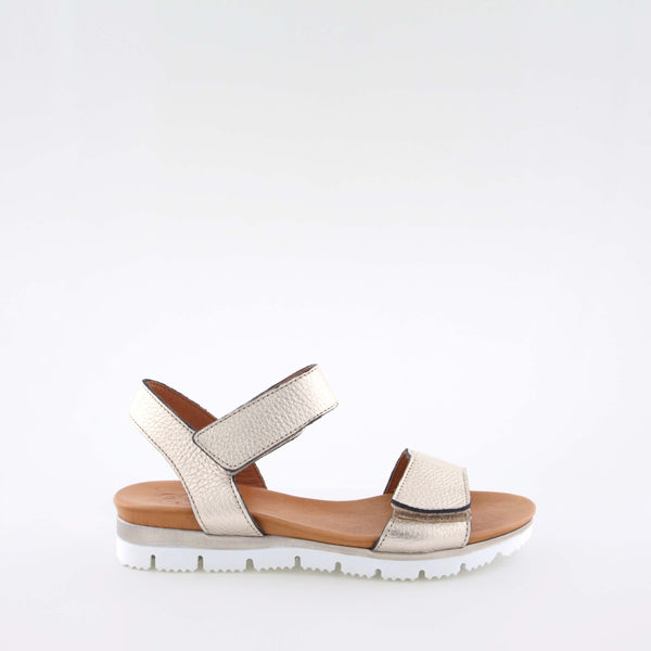 Mab Gold Leather Flat Sandals