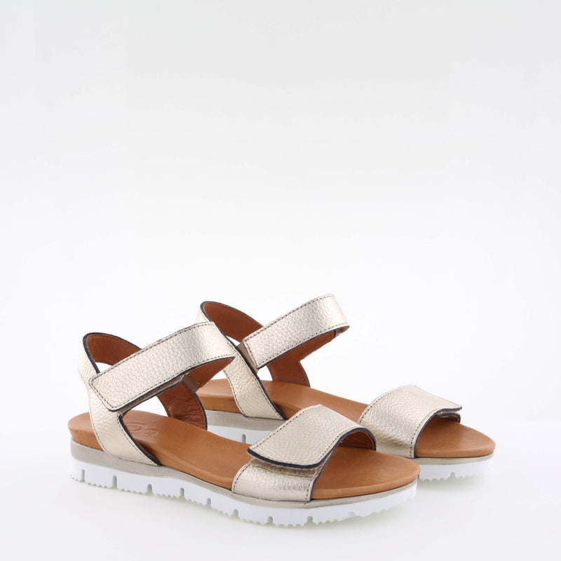 Mab Gold Leather Flat Sandals