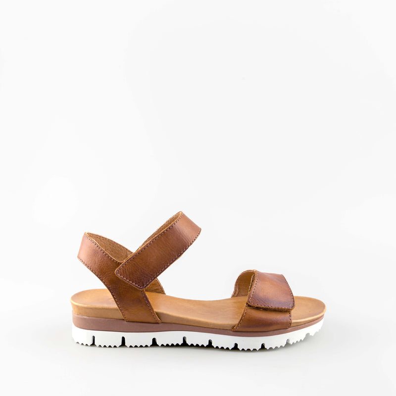 Mab Brandy Leather Flat Sandals