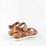 Mab Brandy Leather Flat Sandals