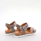 Mab Taupe/Print Leather Flat Sandals