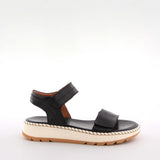 Aleta Black Leather Flat Sandals