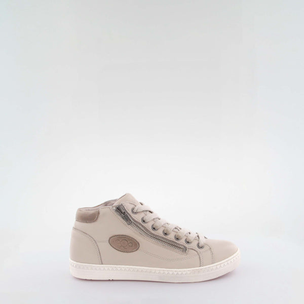 Women's taupe leather sneakers by AQA Shoes