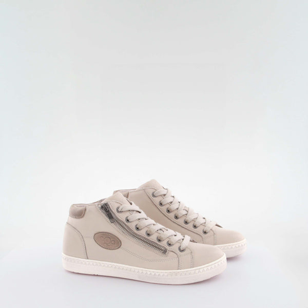 Women's taupe leather sneakers by AQA Shoes