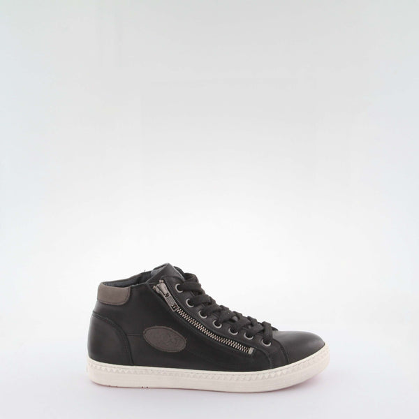 Women's black leather sneakers by AQA Shoes