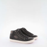 Women's black leather sneakers by AQA Shoes