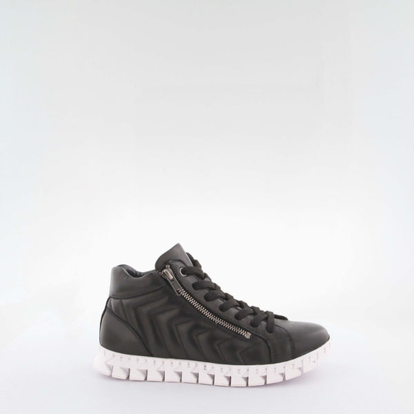 Women's black leather sneakers by AQA Shoes