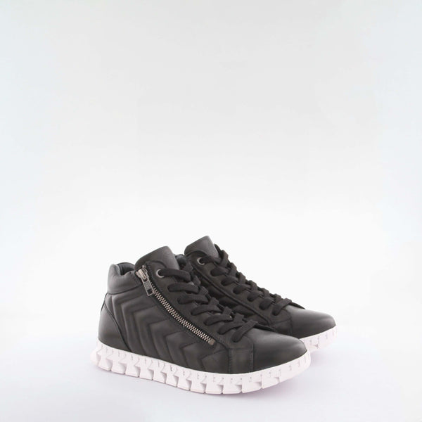 Women's black leather sneakers by AQA Shoes