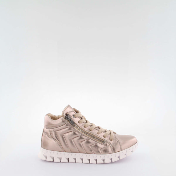 Women's gold leather sneakers by AQA Shoes