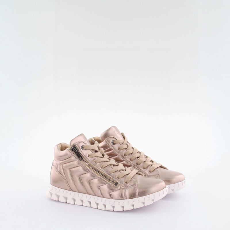 Women's gold leather sneakers by AQA Shoes