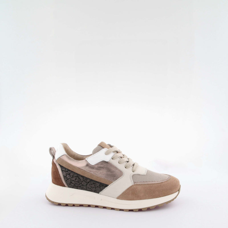 Women's taupe gold Suede/Leather/Technical materials sneakers by AQA Shoes