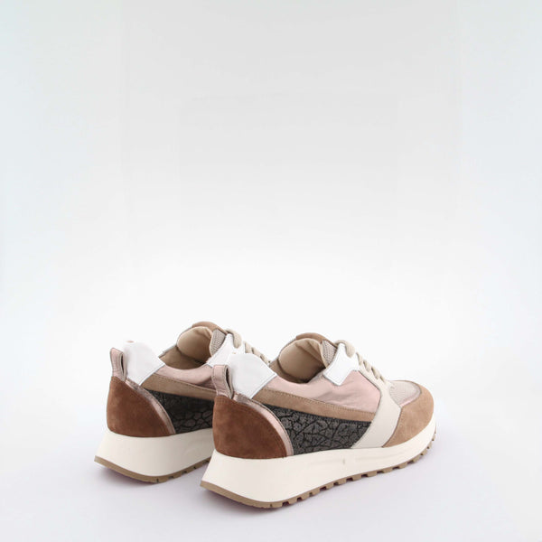 Women's taupe gold Suede/Leather/Technical materials sneakers by AQA Shoes