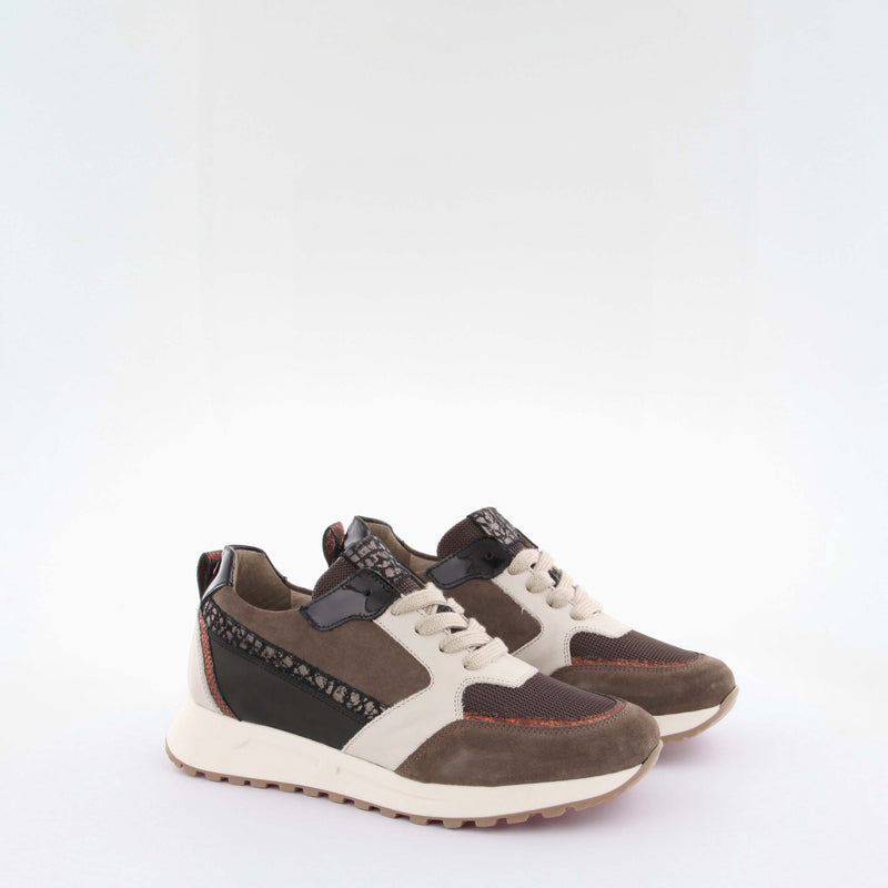 Women's brown suede/leather/technical materials sneakers by AQA Shoes