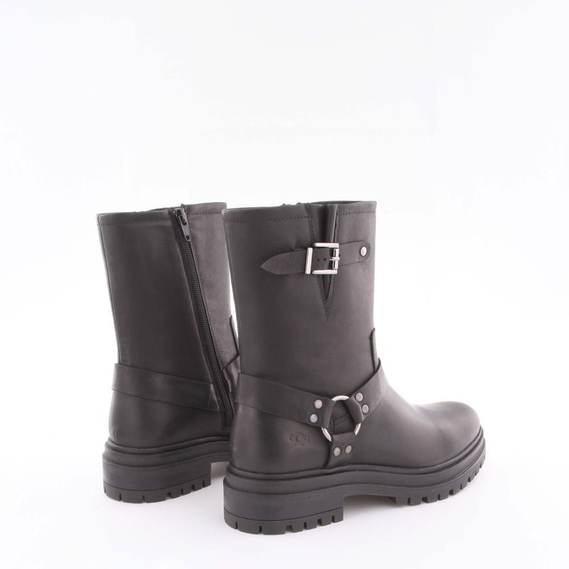 Women's black leather biker boot by AQA Shoes