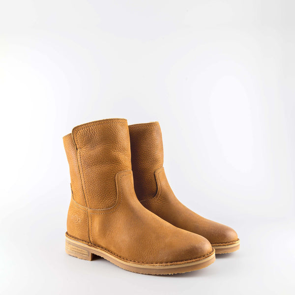 Women's cognac leather ankle boot by AQA Shoes