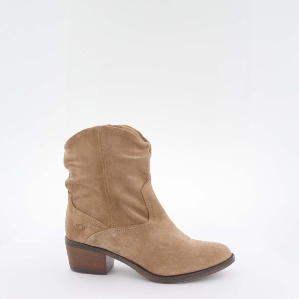 Women's beige suede ankle boot by AQA Shoes