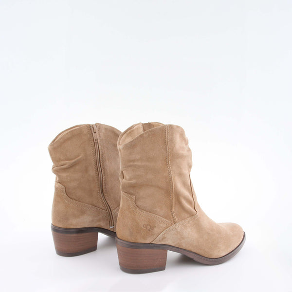 Women's beige suede ankle boot by AQA Shoes