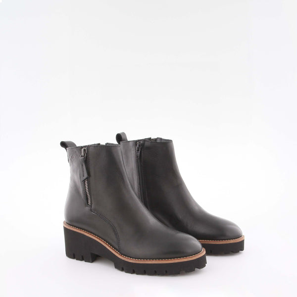 Women's black leather ankle boot by AQA Shoes