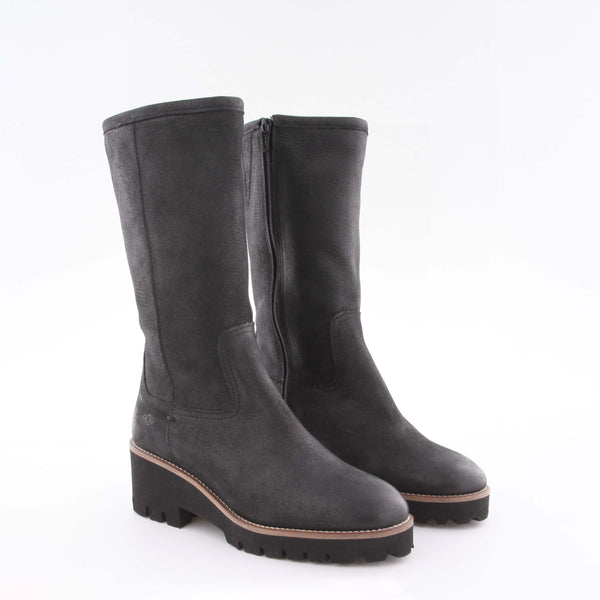 Women's black leather high boot by AQA Shoes