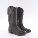 Women's black leather western boot by AQA Shoes