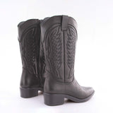 Women's black leather western boot by AQA Shoes