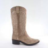 Women's taupe suede western boot by AQA Shoes