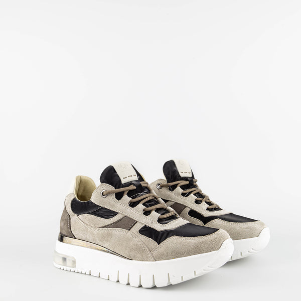 Destiny Taupe Suede/Nylon/Leather High Sneakers