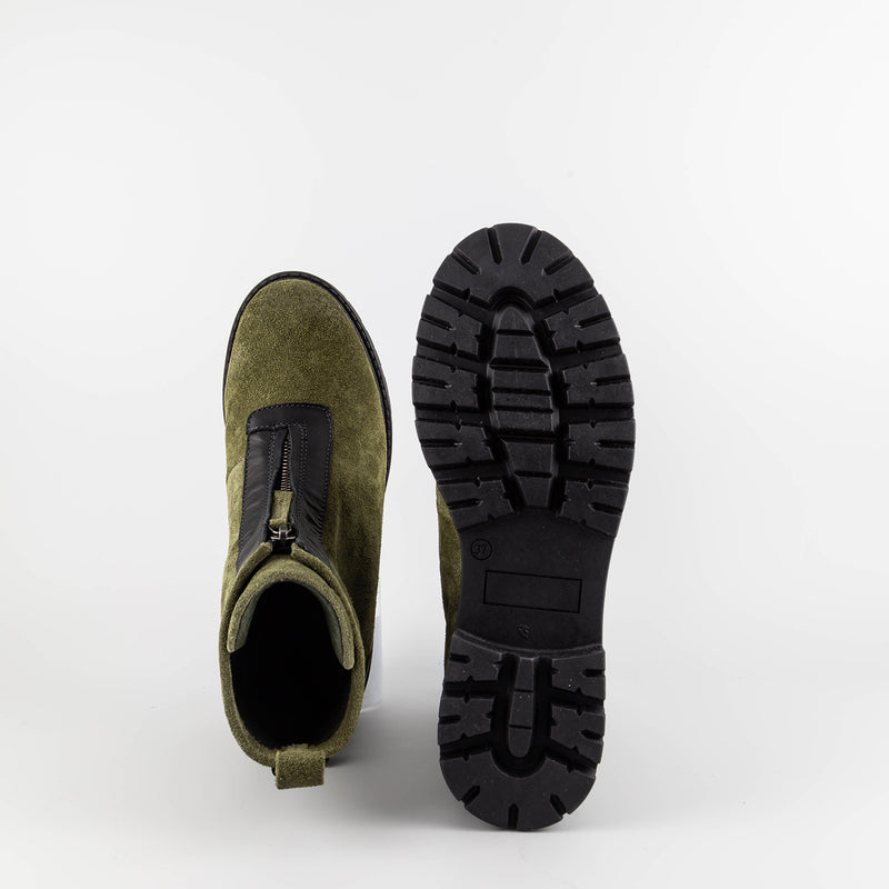 Merit Green Suede Combat Boots