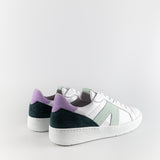Kimi White and Green Leather Low Sneakers