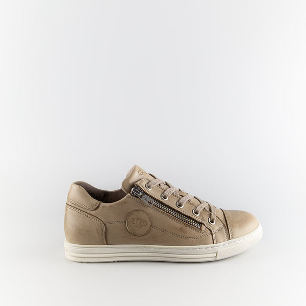 Mary Taupe Leather Low Sneakers