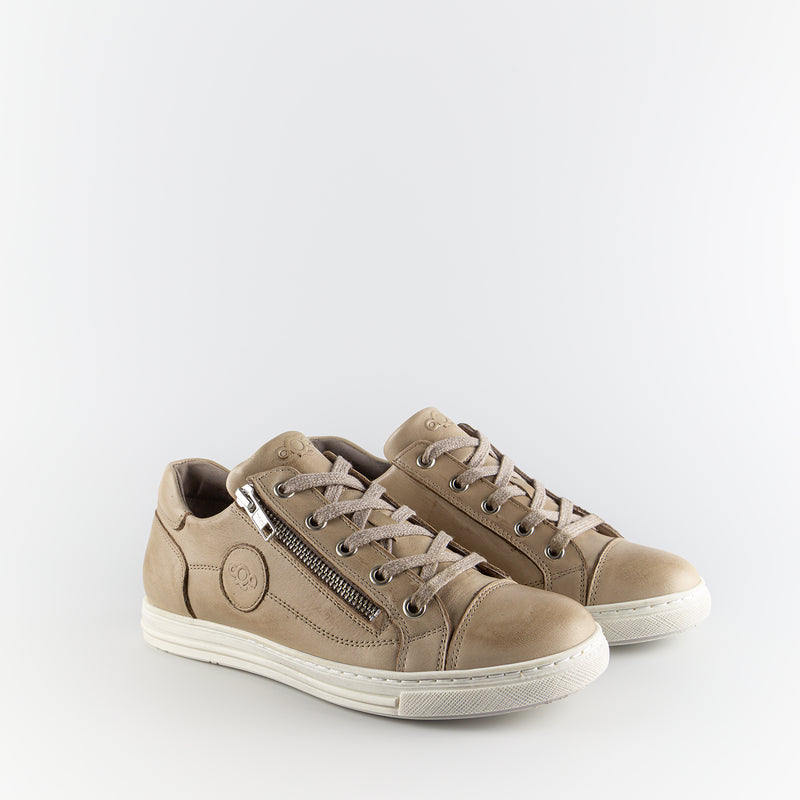 Mary Taupe Leather Low Sneakers