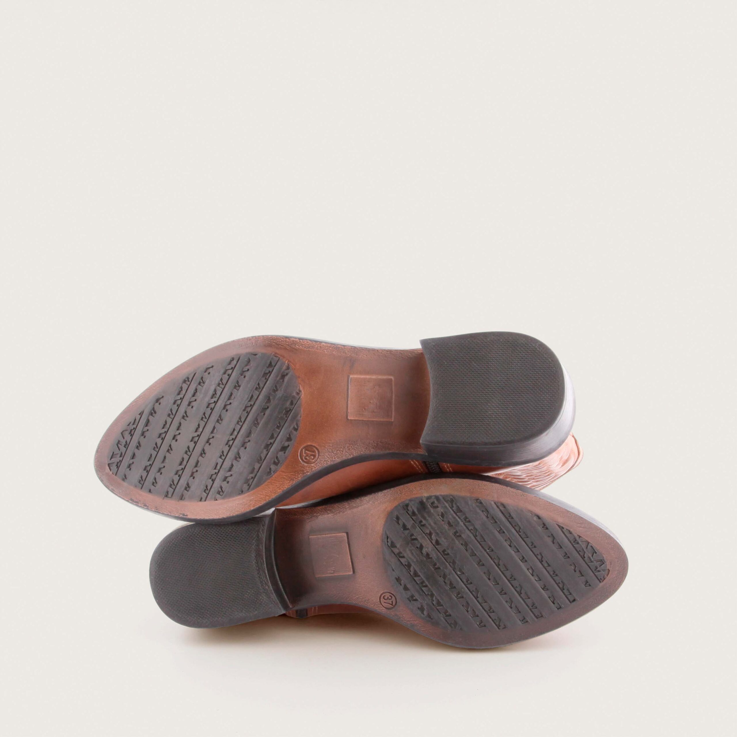 Women's AQA Tess tall shaft cowboy boot in tan brown leather with western embroidery on shaft.